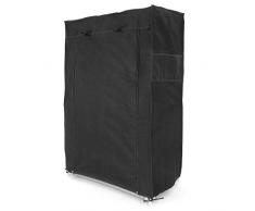 PrimeMatik - Armoire de Rangement et Chaussures en Tissu 60 x 30 x 110 cm Noir avec Porte Rouleau