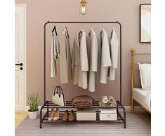 JURMERRY Vêtement Rack Vêtements en métal Rack Pipe Porte-Manteau Rack Heavy Duty Shelf Storage 2-Tier Metal avec Home Office Indoor (Bronze)