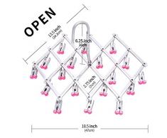Acier Inoxydable Etendoir,Séchoirs pliables Cintre,Suspension Séchage Rack,Coupe-vent,18 Pinces Pour Sous-vêtements Chaussettes Gants,Enlever rapidement les vêtements du cintre,Rouge
