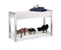 Relaxdays Blanc Range Banquette métal Banc capitonné Rack à Chaussures Siège Garde-Robe 47x80x31cm, Coussin, HLP 47 x 80 x 31 cm