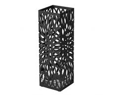 SONGMICS Porte parapluies en Métal, Carré, Support pour Parapluies, avec Un Plateau et Crochets, 49 x 15,5 x 15,5 cm, Noir LUC48B