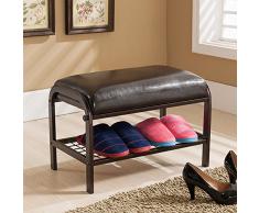 Nclon Métal 100% Fer Tabouret de Chaussure,Pouf Pouf Changement de Tabouret de Chaussures Pieds Canapé Tabouret Boîte de rangement-55*33*38cm