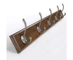 KTOL 5 Crochets Porte-Manteau Murale, Moderne Bambou Portemanteau Murale Multifonction Porte-Serviettes Alliage De Zinc Perroquet Compacte Patère à Crochets Murale pour Porte Couloir-Brun 5 Crochets