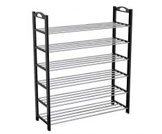 YAYI Portable Étagère à Chaussures 6 Couches Métal Organisateur de Stockage L Noir