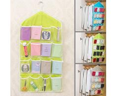 16 poches Armoire clair Porte mural de salle de bain à suspendre Sac Caddy Chaussures Sous-vêtements Chaussettes de cintre Armoire de stockage Rangement pour free size rose