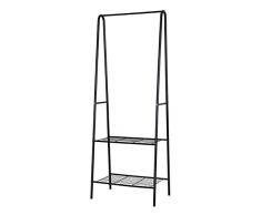Home-Like 2 étages chiffons Rail Commercial Grade Vêtements Rack étagères de rangement en métal Intérieur/extérieur Heavy Duty Séchoir Noir 61x38.5x160cm