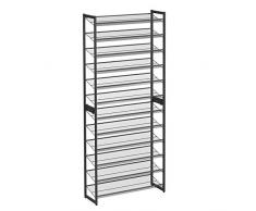 SONGMICS Étagères à Chaussures 12 Niveaux, Lot de 2 Meubles à Chaussures Empilables 6 Rangées, pour 48-60 Paires, Grande Capacité de Rangement, en Maille Métallique, Étages Réglables, Noir LMR12B