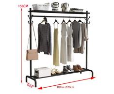 NIUZIMU Porte-manteaux debout métal noir haut 158CM Hall Arbres entrée porche chambre Porte-manteau Vêtements Rack vêtements rack rack chaussure rack manteau sac sac écharpe parapluie stand Porte-mant