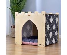 JYTBD Yun TAO Cat Nest intérieur Creative Niche Maison Petit Chien Animaux en Bois Multi-Fonction guéridon Pet Villa (Couleur: A, Taille: M)
