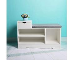 ZXL Étagère à Chaussures Banc de Rangement 2 tiroirs de Niveau 2 44,2 x 30 x 80 cm Armoire à Chaussures Blanche avec siège et Coussin Gris Meuble de Salon de Chambre à Coucher (Couleur: Blanc, t
