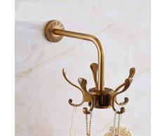 KTOL Rotatif Porte-Manteau Murale, Max 15lb Rétro Portemanteau Murale avec 6 Crochets Perroquet Imperméable Patère à Crochets Murale pour Salle De Bains Chambre à Coucher A Clé Portefeuilles-Bronze