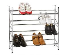 4 ÉTAGES-MÉTAL CHROMÉ-ÉTAGÈRE À CHAUSSURES EXTENSIBLE-ÉTAGÈRE DE RANGEMENT À CHAUSSURES EMPILABLES SUPPORT POUR ÉTAGÈRE