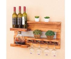 Bar Porte-bouteilles Tenture Murale en Bois Massif/penderie étagère américaine/Restaurant gobelet/Rack en Verre Salon 28 * 6 * 15 Pouces