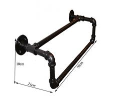 YXQ * Loft Rétro Industrie Matt Noir Étagère Murale Fer Art Présentoir de Vêtements Rack Chambre Salon Mur D'eau Pipe Élément Bar Décoration (50cmX21cmX10cm) Étagère