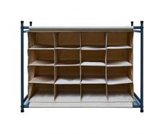 Rebecca Srl Etagere à chaussures 16 Etageres Beige Tissu Metal Pratique Entree Buanderie (Cod. RE4747)