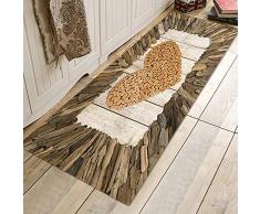 ChYoung 3D Tapis épais Flanelle antidérapante paillasson Tapis Tapis Long Tapis pour Salon, Chambre à Coucher, Cuisine, Planche de Bois avec Coeur 40x120cm