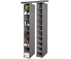 JiatuA Armoire de Rangement Polyvalente pour Chaussures Étagère Suspendue pour Sacs, Chaussures 10 Compartiments (Ouverts) Meuble Suspendu en Tissu Polyvalent, Lot de 2, Gris