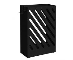 SONGMICS Porte-parapluies, Support à parapluies, avec Crochets, réceptacle à Eau, Design ajouré, rectangulaire, Noir LUC03BK