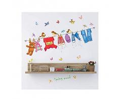 Stickers Muraux 3Dautocollants De Décoration Murale Fond Chambre Enfants De Dessin Animé Séchage Vêtements Rack Autocollants Muraux 140 * 100Cm