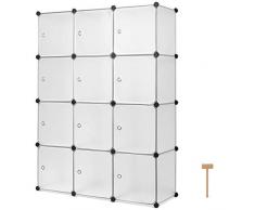 Homfa Armoire Etagère à Chaussures Cube de Rangement Porte Chaussures de 12 Cubes Plastique DIY pour Entrée Chambre Salon 110x145x37.5cm