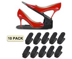 Hengda étagère à Chaussures Fentes à Chaussures réglables Organisateur Porte-Chaussures en Plastique pour Couloir, Chambre, Salle de Bains, Salon, 10 pièces Noir