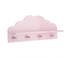 Atmosphera 2 en 1 Patère+ Etagère en Bois Enfants - Forme Nuage - Coloris Rose