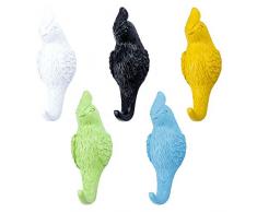 MioVatty 5Pcs Crochets Muraux Crochets de Manteau - Perroquet Oiseau Crochet Mural - pour manteaux, chapeaux, Crochets Polyvalents -Cinq couleurs