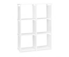 Relaxdays Étagère escalier 6 compartiments meuble escalier HxlxP: 109 x 106 x 30 cm, blanc