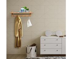 LANGRIA Porte-Manteau Mural en Bamboo avec 5 Têtes / Crochets Métalliques et Plateau en Haut pour Extra Capacité de Stockage Style Scandinave pour Chambre Salle de Bain Couloir, Couleur Bambou