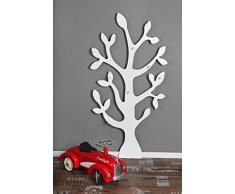 Clever Moebel Porte-manteau mural Motif arbre Blanc 150 cm