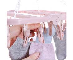 Symboat En Plastique Pliant Vêtements Cintre Serviettes Socks Bras Sous-Vêtements De Séchage Rack Avec 32 Clips Espace Économie Rangement Organisateur Outils