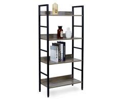 Étagère de Rangement Vintage Escalier 4 Niveaux en Bois Acier Étagere Plante Livre Déco Etagere à Chaussures Metal pour Cuisine Garage Salon Chambre Bureau Industrielle Etagere Bibliotheque Noir