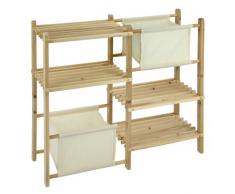 Étagère en bois multi-usages avec 4 étagères et 2 tiroirs - idéal comme une étagère étagère à chaussures ou salle de bains!