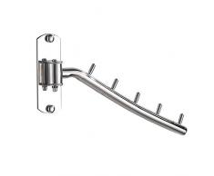 KTOL Acier Inoxydable Porte-Manteau Murale, Imperméable Perroquet Grille Séchage Rotatif Portemanteau Murale avec 5 Crochets Multifonction Perroquet Patère Crochets Murale-Installation du Poinçon B