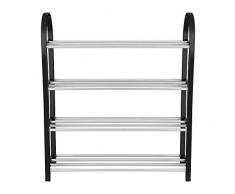 Zerodis Meuble Etagère à Chaussures en Aluminium et Plastique Chaussures De Stockage Étagère Organisateur de Chaussures Costume pour Entrée Maison(4-Tier)