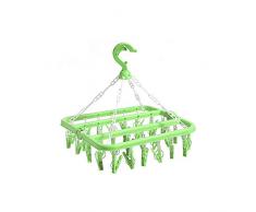Unicoco Etendoir Pliable Vert avec 32 Clips Coupe-Vent Porte-vêtements pour Bermudas Chaussettes Vêtements Suspendus Rack Produit pour Maison/Cuisine