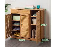 FEIFEI Étagère, Meuble à chaussures en bois, 3 portes, avec tiroirs, armoire à chaussures d'entrée, armoire de rangement multifonction à 4 couches, armoire à chaussures à encombrement réduit