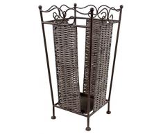 SF SAVINO FILIPPO Porte-Parapluie carré 25 x 25 cm en Fer et métal antirouille avec rotin et Osier Central pour entrée Maison Bureau Local avec bac récupérateur deau