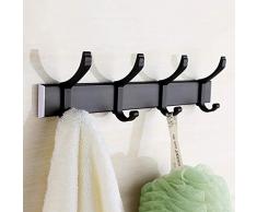 KTOL Moderne Créatif Porte-manteau Murale Adhésif, Imperméable Perroquet Portemanteau Murale Compacte Porte-serviettes Multifonction Aluminium Plaqué Pour Chambre à Coucher Allée A Clé-noir 4 Crochets