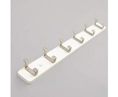 KTOL Bambou Porte-Manteau Murale avec 6 Crochets, Perroquet Portemanteau Murale Max 20lb Alliage De Zinc Imperméable Patère à Crochets Murale pour Salle De Bains Chambre à Coucher-Blanc 6 Crochets