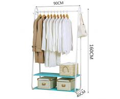 Portant Penderie 2 couches manteau rack vêtements en bois autoportant portemanteau rack de chaussures rack de stockage de vêtements 40 * 90 * 160 cm