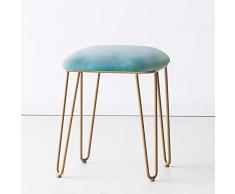 Family History Tabouret De Maquillage De Mode Nordique avec Pieds en Métal pour Le Vestiaire, Chambre À Coucher, Chaussures, Repose-Pieds, 34 X 34 X 40 Cm,Bleu