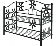 Étagère à chaussures en métal 2 étagères, Dim : (HxLxP) 50 x 60 x 30 cm -PEGANE-