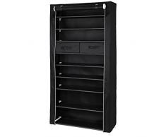 SONGMICS 10 Couches avec 2 tiroirs Armoire étagère à Chaussures 88 x 28 x 175 cm Noir RXA10H