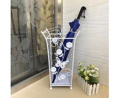 JJ-SFC Vintage Cadre Métallique Porte-parapluies Plateau,Industrielle Creux Taillé Supports pour Parapluies Organisateur Position Libre Rétro Rangement Parapluie Contenant-Blanc 30x22x52cm(12x9x20)