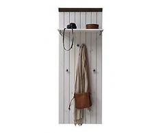Penderie Murale en Bois coloris Blanc/Marron/Gris - Dim : 52 x 7 x 144 cm -PEGANE-