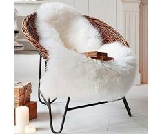 Faux Peau de Mouton en Laine Tapis (60 x 90 cm), Tapis en Peau de Mouton synthétique Fluffy Soft Imitation Toison Moquette Décoratif Coussin de Chaise Canapé Natte (Blanc)