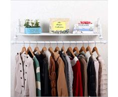 O&YQ Rack de Stockage Porte-Manteau en Fer Vêtement Vêtement Rack Fixé Au Mur Porte-Vêtements Simple Rail de Rangement Et Étagère Flottante Convient pour Le Couloir Chambre à Coucher Salle de Bains