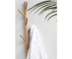 Portemanteau Porte-manteau suspendu en branche en bois massif, porte-manteau fixé au mur, avec 6 crochets en bois for cuisine salle de bain couloir