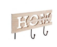 Dcasa Porte-manteau mural en bois avec 4 crochets et une inscription « Home » (français non garanti)
